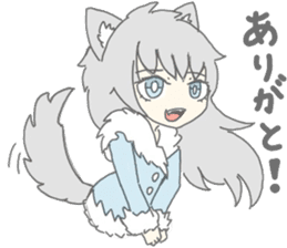 grey wolf girl sticker #10223026