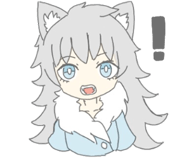 grey wolf girl sticker #10223029