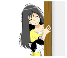 Peeping GIRL and CAT sticker #10263698