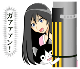 Peeping GIRL and CAT sticker #10263701