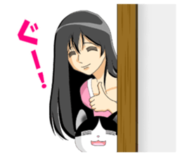 Peeping GIRL and CAT sticker #10263728