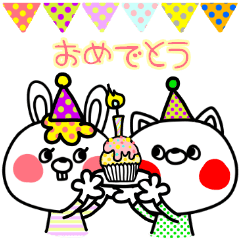 Colorful rabbit and cat