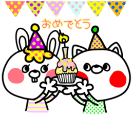 Colorful rabbit and cat sticker #10267116