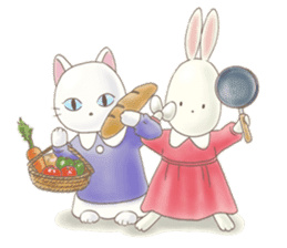 Cute bear and rabbit 6 by Torataro sticker #10267225