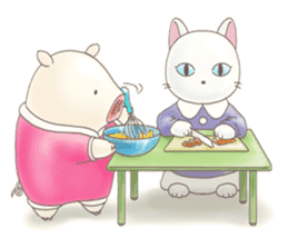Cute bear and rabbit 6 by Torataro sticker #10267226