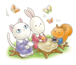 Cute bear and rabbit 6 by Torataro sticker #10267229