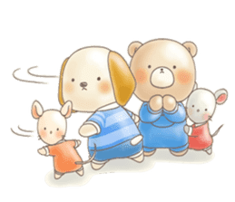 Cute bear and rabbit 6 by Torataro sticker #10267231