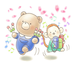 Cute bear and rabbit 6 by Torataro sticker #10267232