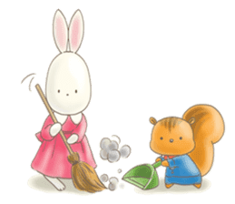 Cute bear and rabbit 6 by Torataro sticker #10267235