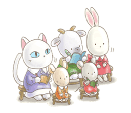 Cute bear and rabbit 6 by Torataro sticker #10267237