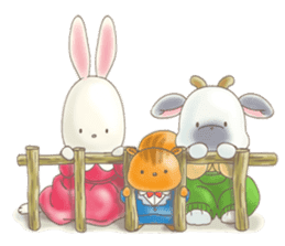 Cute bear and rabbit 6 by Torataro sticker #10267238