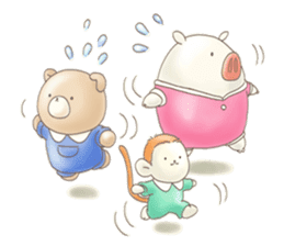 Cute bear and rabbit 6 by Torataro sticker #10267243