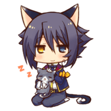 kemomimi boy and little cat sticker #10272657
