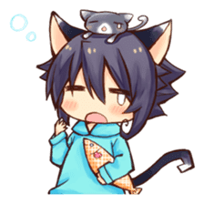 kemomimi boy and little cat sticker #10272691
