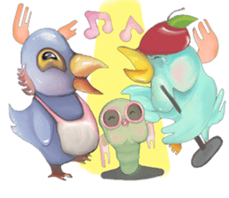 dookdui bird  and friends sticker #10277960