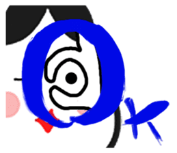 Big brush character Okame chan sticker #10281305