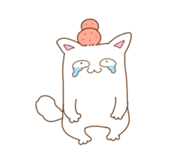 White cat "Pomekichi" sticker #10300359