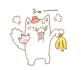 White cat "Pomekichi" sticker #10300360