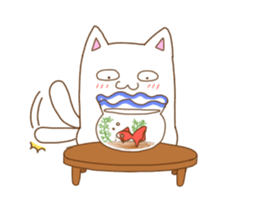 White cat "Pomekichi" sticker #10300367