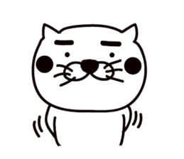 Thick white cat of eyebrows sticker #10306751