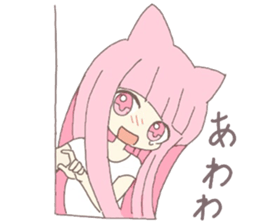 pink kitten girl sticker #10312389