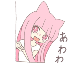 pink kitten girl sticker #10312389
