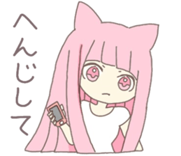 pink kitten girl sticker #10312394