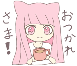 pink kitten girl sticker #10312406