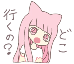 pink kitten girl sticker #10312409