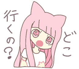 pink kitten girl sticker #10312409