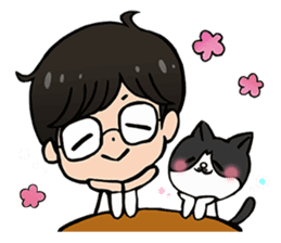 A sogoshosha-man with his cat. sticker #10321542