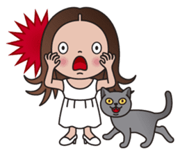REBECCA and MIA (A Girl and Her Cat) sticker #10327488