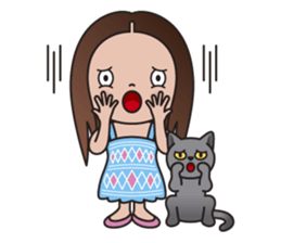 REBECCA and MIA (A Girl and Her Cat) sticker #10327490