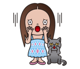 REBECCA and MIA (A Girl and Her Cat) sticker #10327490