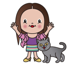 REBECCA and MIA (A Girl and Her Cat) sticker #10327495