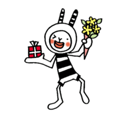 striped rabbit shimashima sticker #10338607