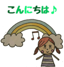 Cute round face girl sticker #10353441