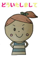 Cute round face girl sticker #10353445