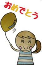 Cute round face girl sticker #10353446