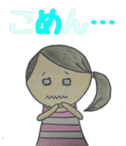 Cute round face girl sticker #10353452