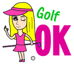 Blonde playing golf sticker #10353728