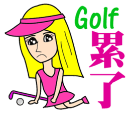 Blonde playing golf sticker #10353739