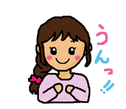 Girl and white cat sticker #10373722