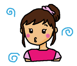 Girl and white cat sticker #10373723