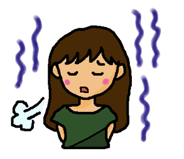 Girl and white cat sticker #10373725