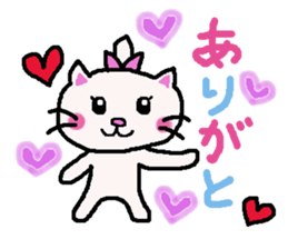 Girl and white cat sticker #10373726