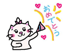 Girl and white cat sticker #10373727