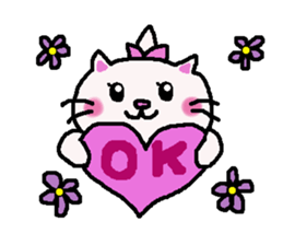 Girl and white cat sticker #10373732