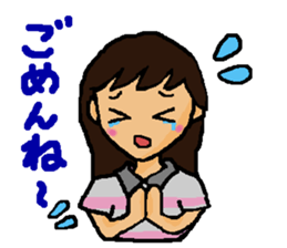 Girl and white cat sticker #10373734