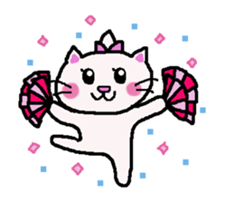 Girl and white cat sticker #10373736